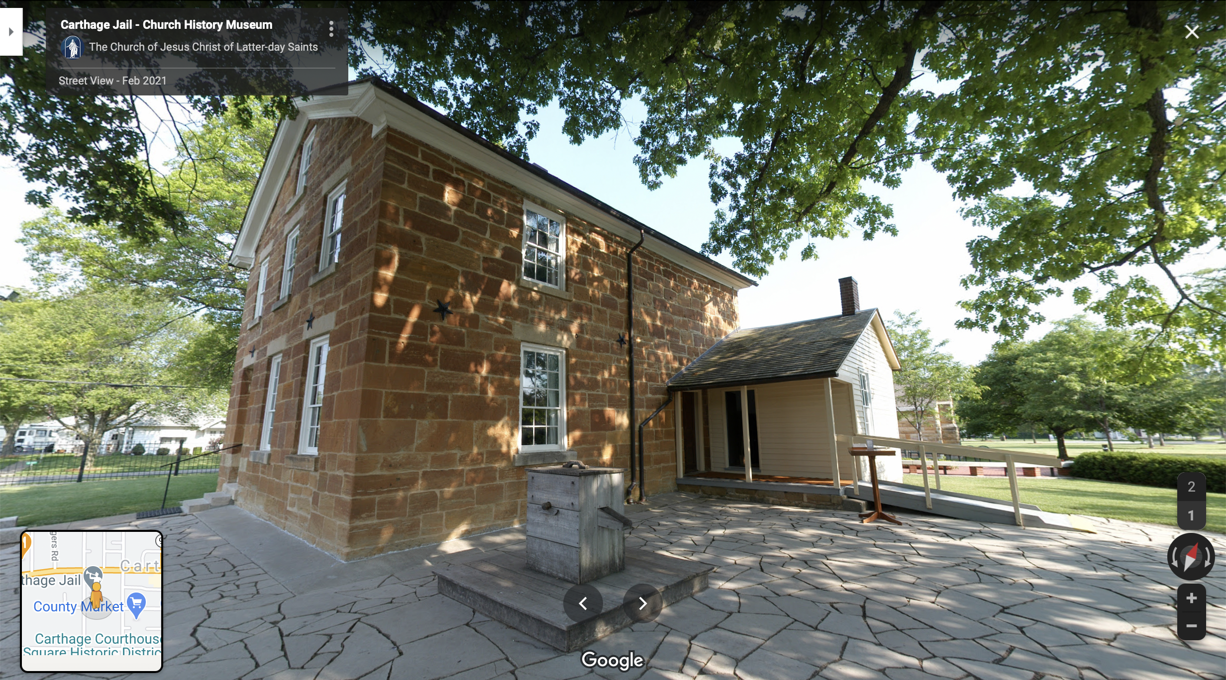 Screenshot of the Google Maps 360 view of the Carthage Jail