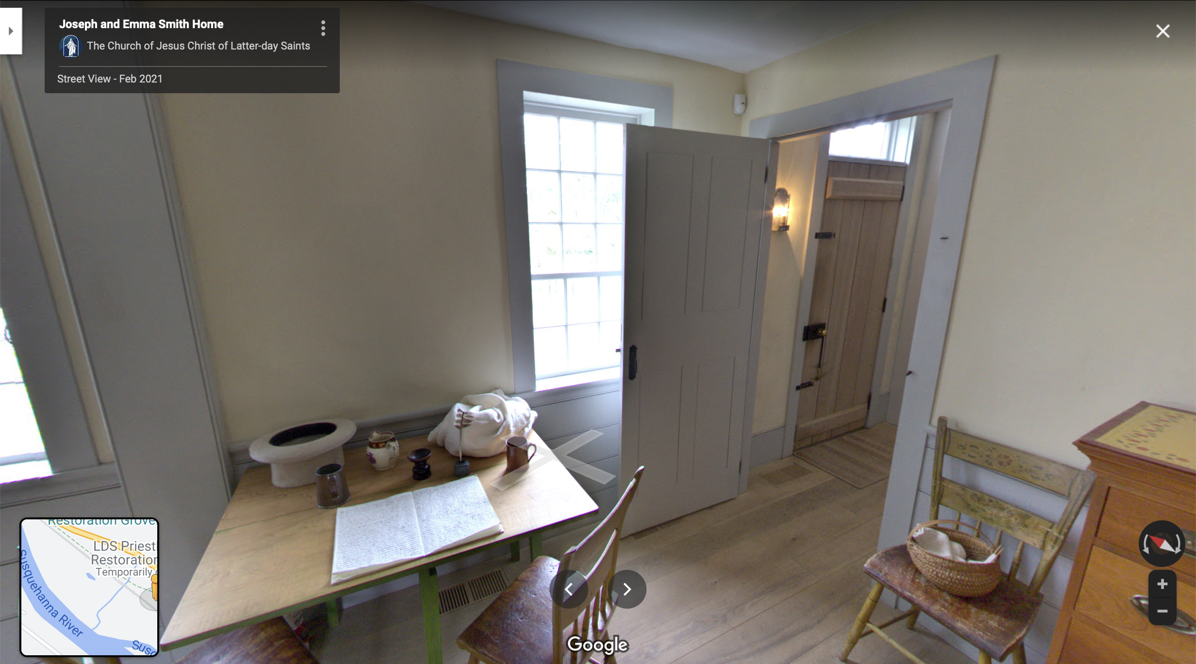 Screenshot of the Google Maps 360 view of Joseph and Emma's Home in Harmony