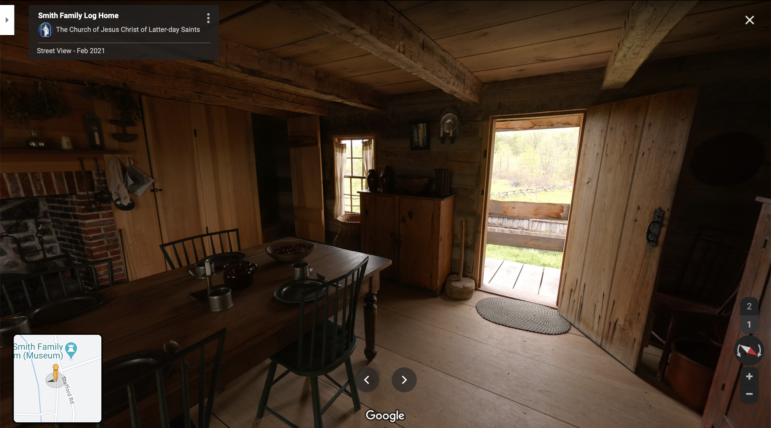 Screenshot of the Google Maps 360 view of the Smith Log Home
