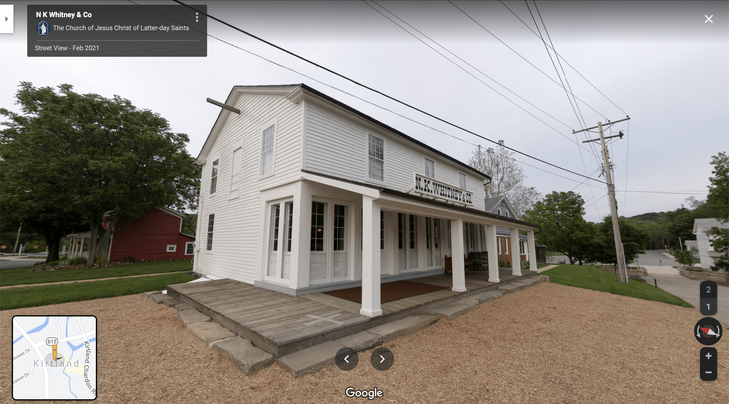 Screenshot of the Google Maps 360 view of the Newell K. Whitney Store