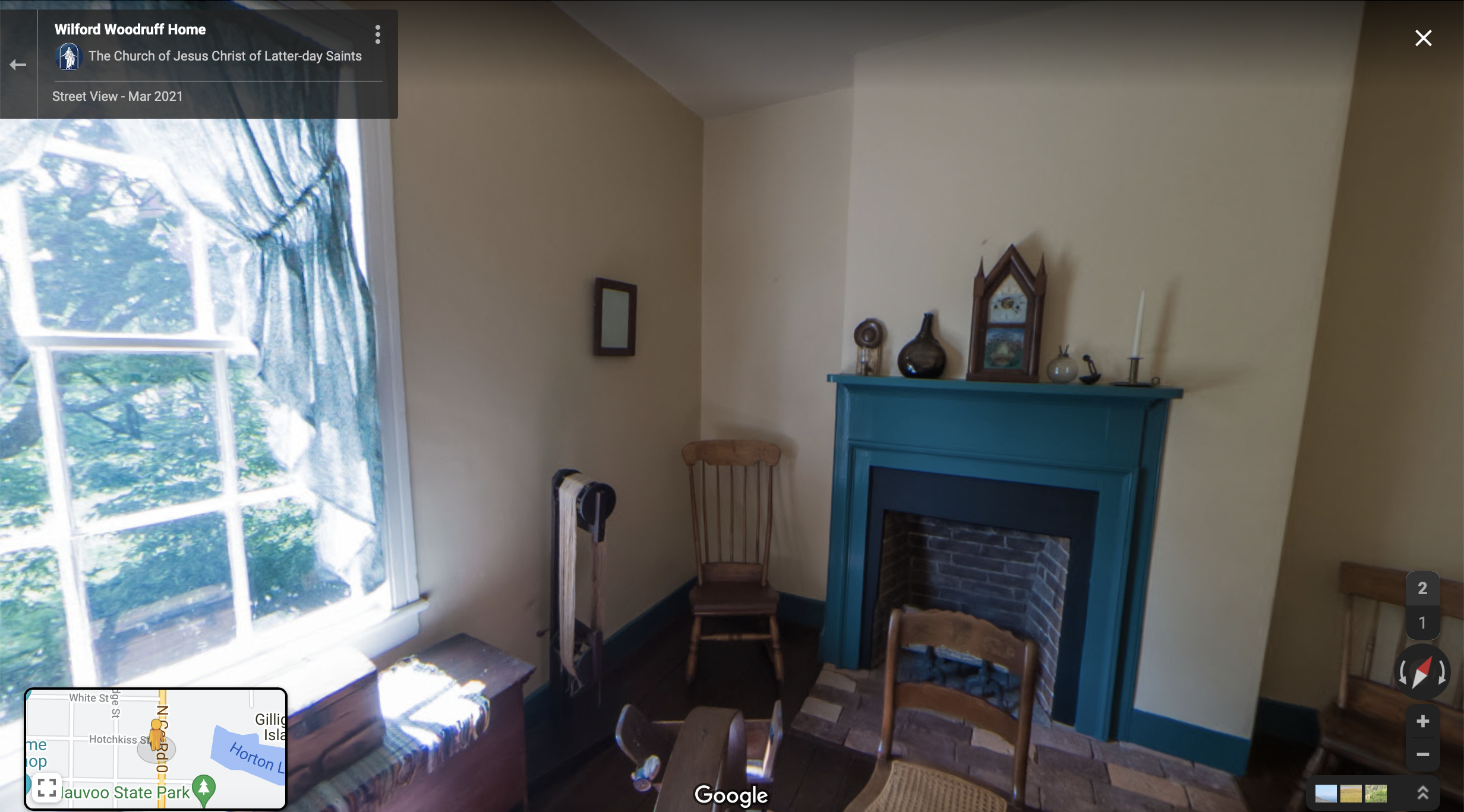 Screenshot of the Google Maps 360 view of the Wilford Woodruff Home